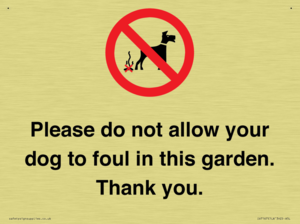 Please do not allow your dog to foul in this garden. Thank you.